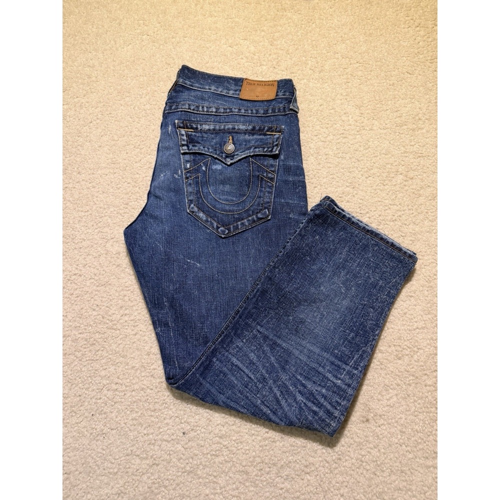 True Religion Geno Relaxed Slim Jeans Men's‎ 34 USA Flap Pocket Medium Wash